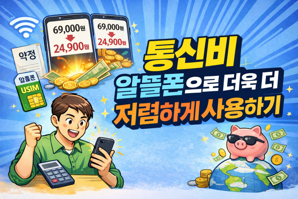 통신비 아끼는 방법을 알뜰폰을 사용하는 방법과 함께 설명하는 썸네일