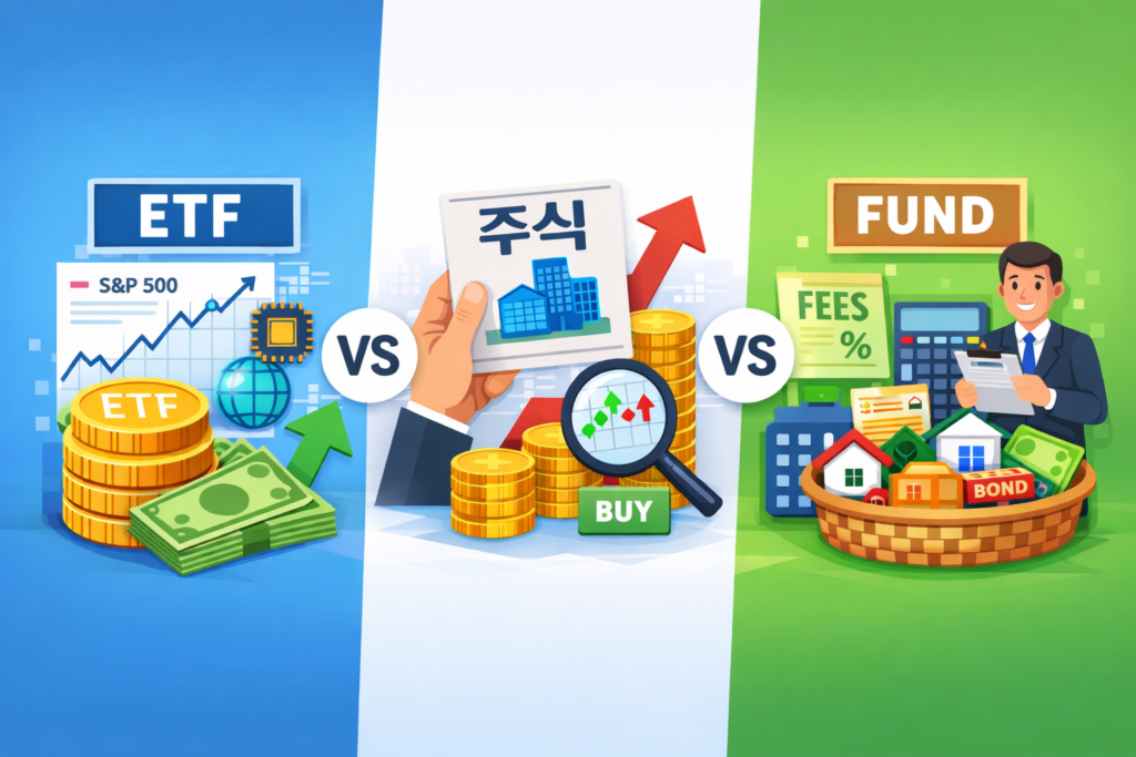 금융상품 인 ETF,주식,펀드를 보다 쉽게 이해하기 위해 설명한 썸네일