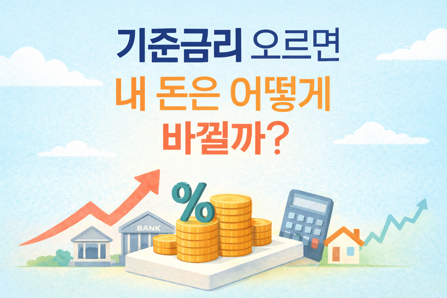 기준금리 인상,인하시 예금.대출.물가 흐름이 어떻게 바뀌는지 설명하는 썸네일