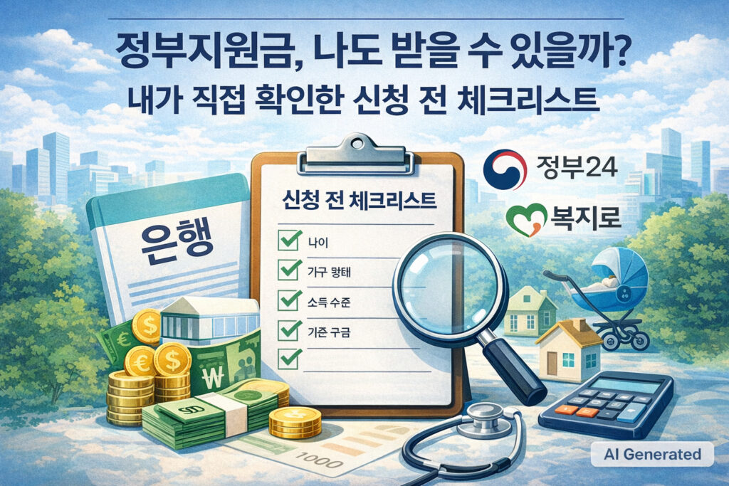 정부지원금 받기 전에 확인해야 할 체크리스트를 설명하는 썸네일