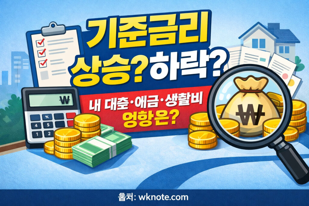 기준금리 변동에 따른 생활비 관점이 달라지는걸 표현 하는 썸네일