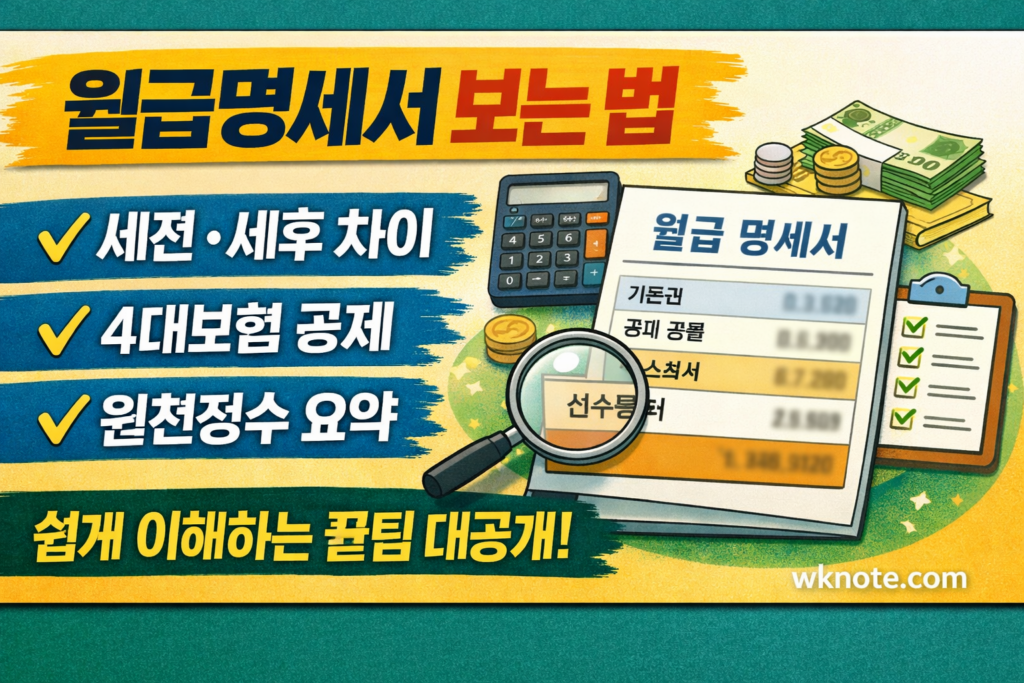 월급명세서 보는 방법에 대한 점을 설명하는 썸네일