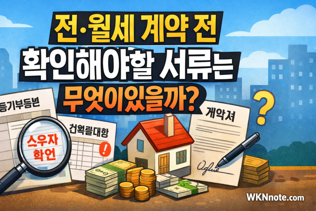 전.월세 계약전에 확인해야 할 서류를 정리한것을 나타내는 썸네일