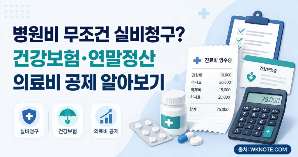 실비청구에 대한 내용을 보험과, 연말정산 예시로 설명하는 썸네일