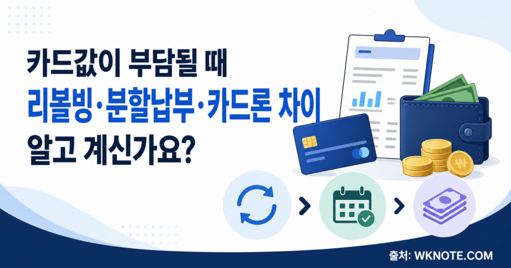 카드값이 부담 될 때 혹시나 고를 수 있는 상품들의 대한 내용을 설명하는 썸네일