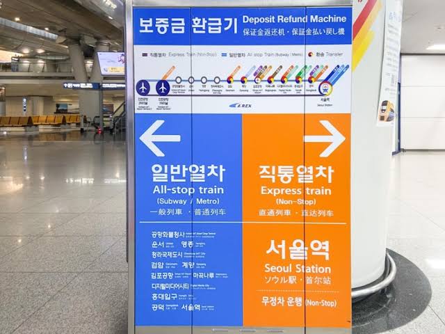 Sign indicating that the boarding areas for local and express trains are different.